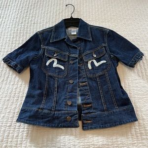Short Sleeve Dark Blue Denim/Jean Jacket Size L